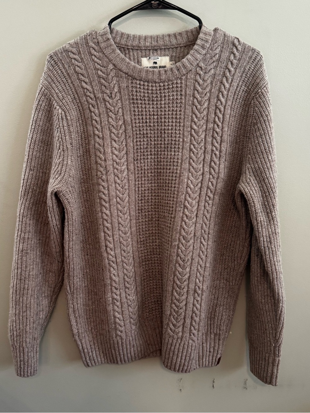 80% Wool The Normal Brand Men’s M Cable Knit Crewneck Sweater